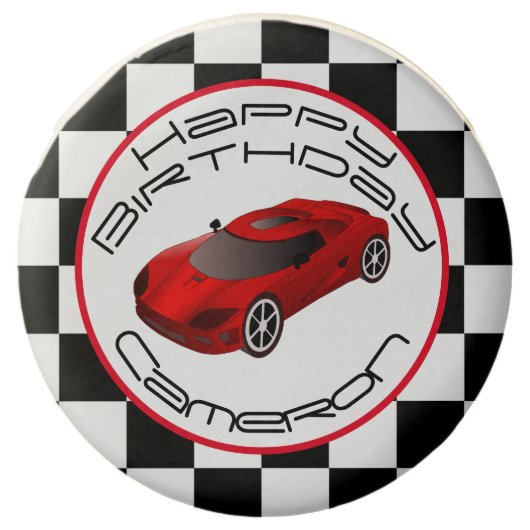 Red Race Car | Custom Birthday Party Chocolate Covered Oreo (Front)