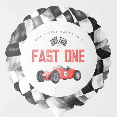 Red Race Car Fast One 1st birthday party Balloon