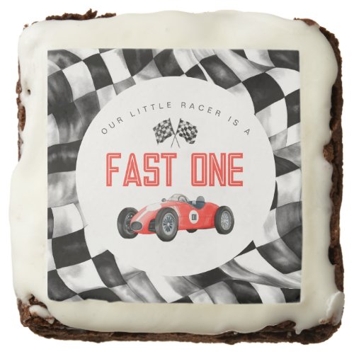 Red Race Car Fast One 1st birthday party Brownie