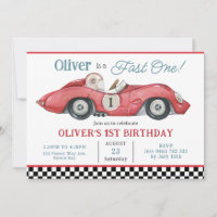 Red Race Car Fast One 1st First Birthday Party