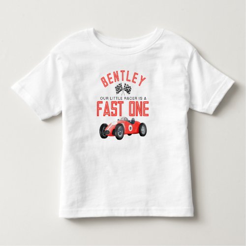 Red Race Car Fast One Birthday Boy Shirt