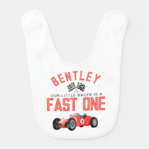 Red Race Car Fast One Birthday Boy Smash Cake Bib