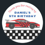 Red Race Car for Kids Boys Birthday Party Classic Round Sticker<br><div class="desc">Cute party favors for kids,  boys or girls who love car racing. A colorful illustration of a sport race car. Perfect for kids birthday party,  party favors and thank you label.</div>