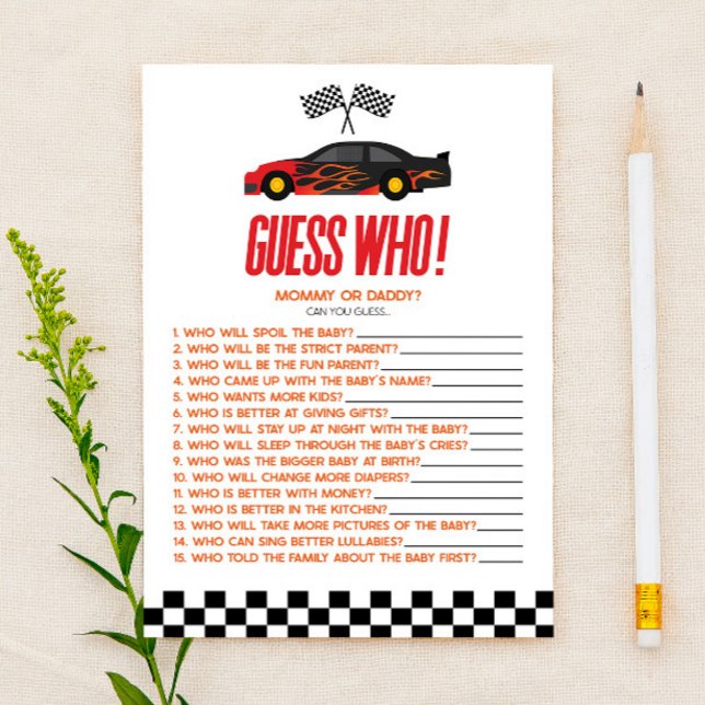 Red Race Car Guess Who Baby Shower Game (Creator Uploaded)