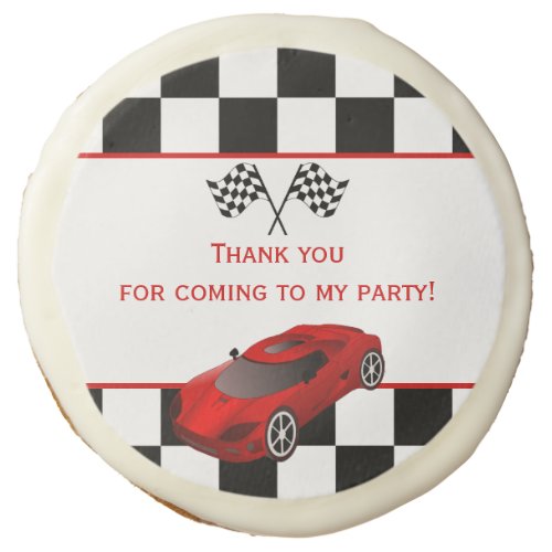 Red Race Car  Kids Birthday Party Favor Sugar Cookie