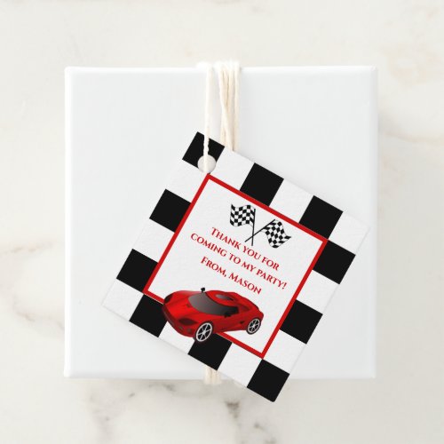 Red Race Car  Kids Birthday Party Favor Tags