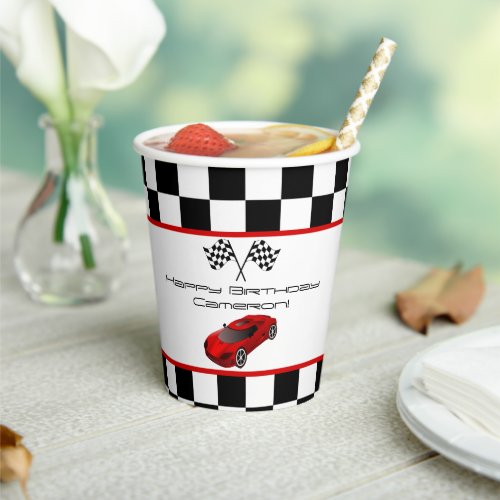 Red Race Car  Kids Birthday Party Paper Cups