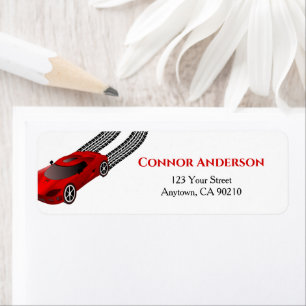 Red Race Car   Kids Custom Return Address Label