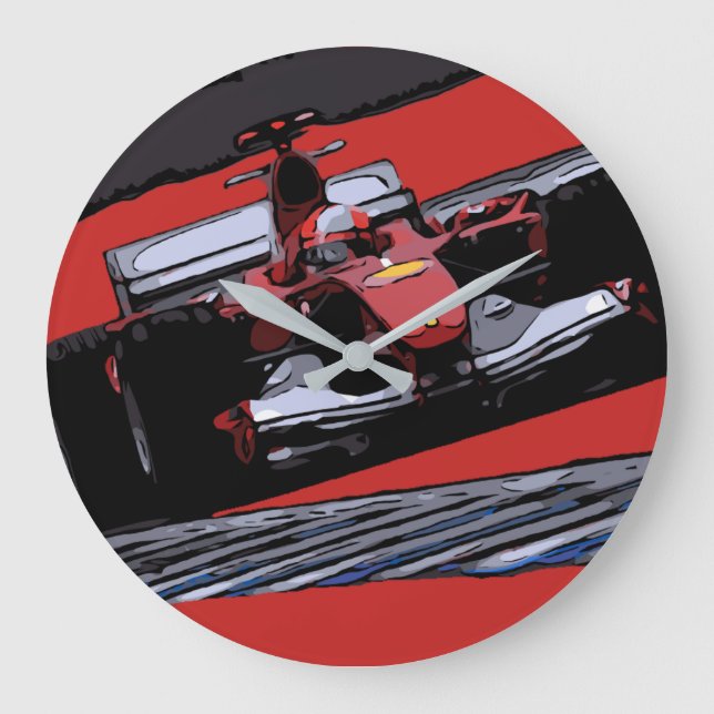 RED RACE CAR - PASSION LARGE CLOCK (Front)