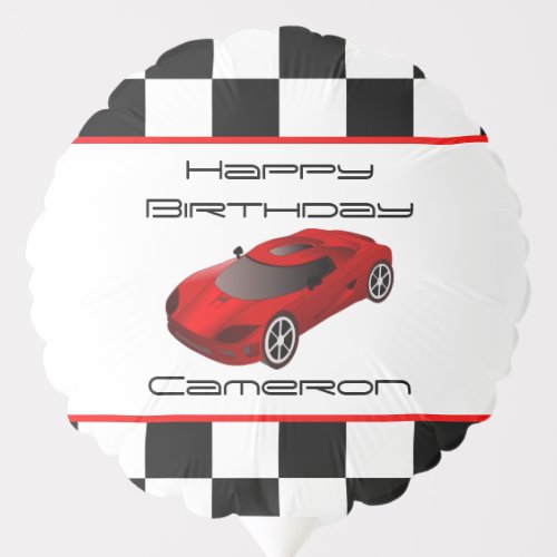 Red Race Car  Personalized Birthday Balloon