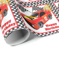 Wrapping Paper With Race Car. Christmas Wrapping Paper Sheets