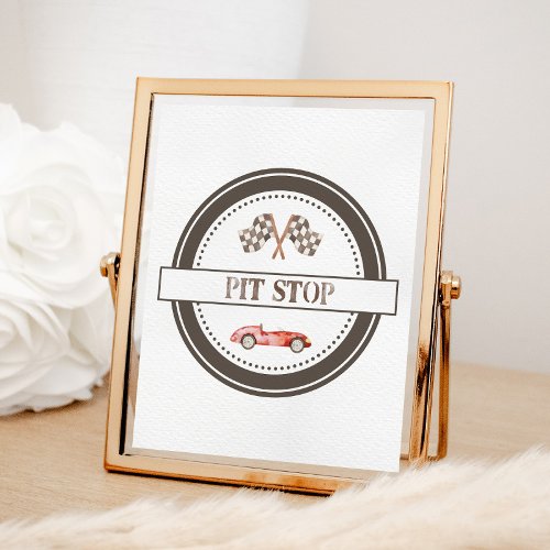 Red Race Car Pit Stop Sign