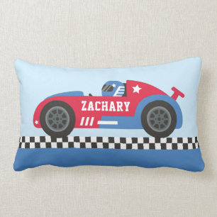 Red Race Car Racer Boy Room Decor Lumbar Pillow