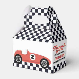 Red Race Car Racing Birthday Party Checkered Favor Boxes