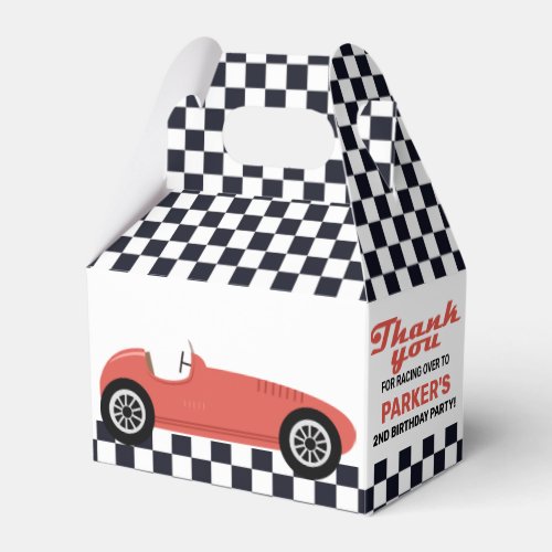 Red Race Car Racing Birthday Party Checkered Favor Boxes