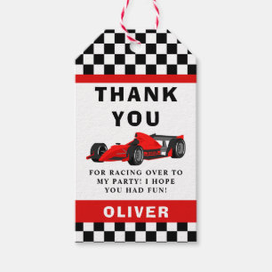 Red Race Car Racing Birthday Party Thank You Favor Gift Tags