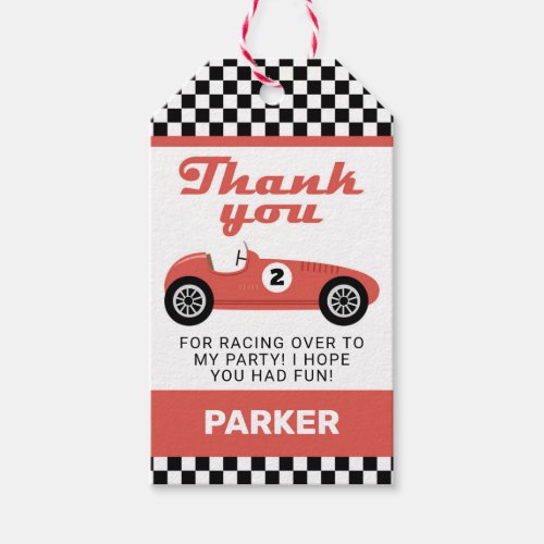 Red Race Car Racing Birthday Party Thank You Favor Gift Tags