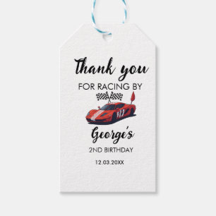  Red Race Car Ricing by Birthday  Gift Tags