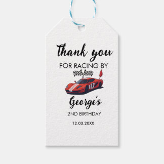  Red Race Car Ricing by Birthday  Gift Tags