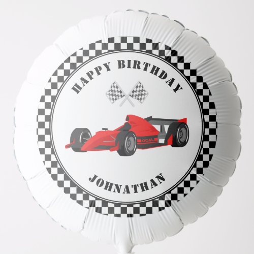 Red Race Car Track Happy Birthday Balloon