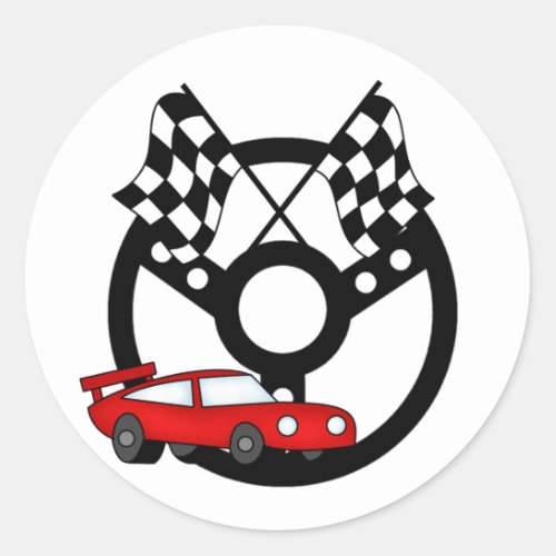 Red Race Car Tshirts and Gifts Classic Round Sticker