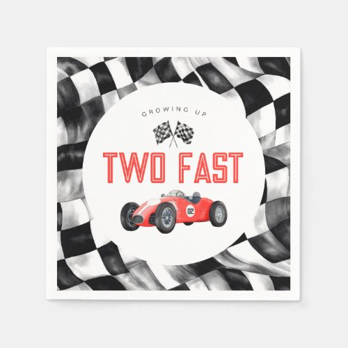 Red Race Car TWO Fast 2nd birthday party Napkins