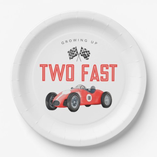 Red Race Car Two Fast 2nd birthday party Paper Plates