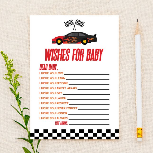 Red Race Car Wishes For Baby Shower Game (Creator Uploaded)