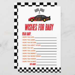Red Race Car Wishes For Baby Shower Game