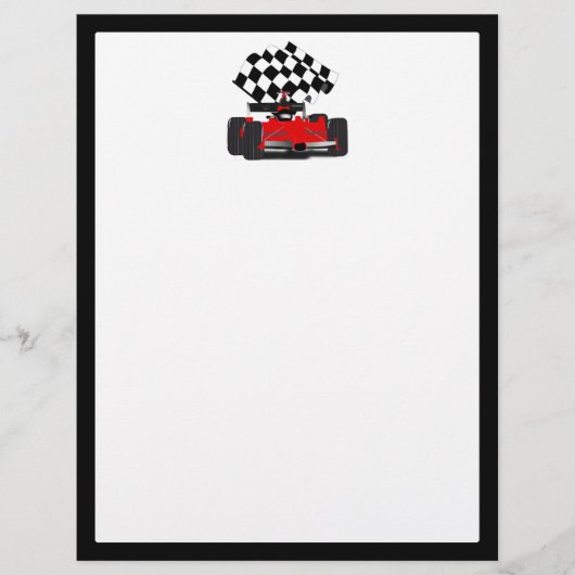 Red Race Car with Checkered Flag (Front)