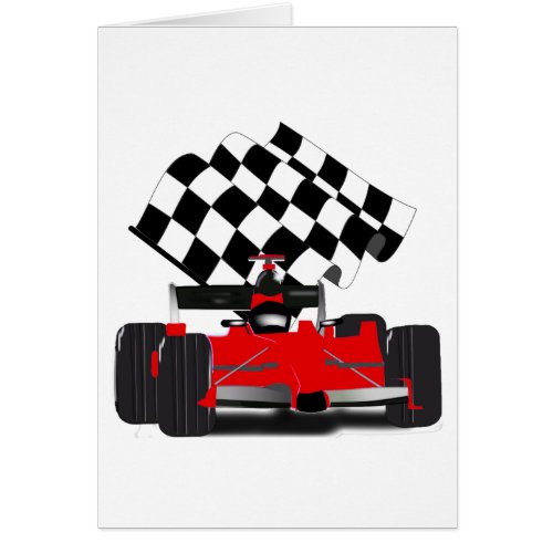 Red Race Car with Checkered Flag