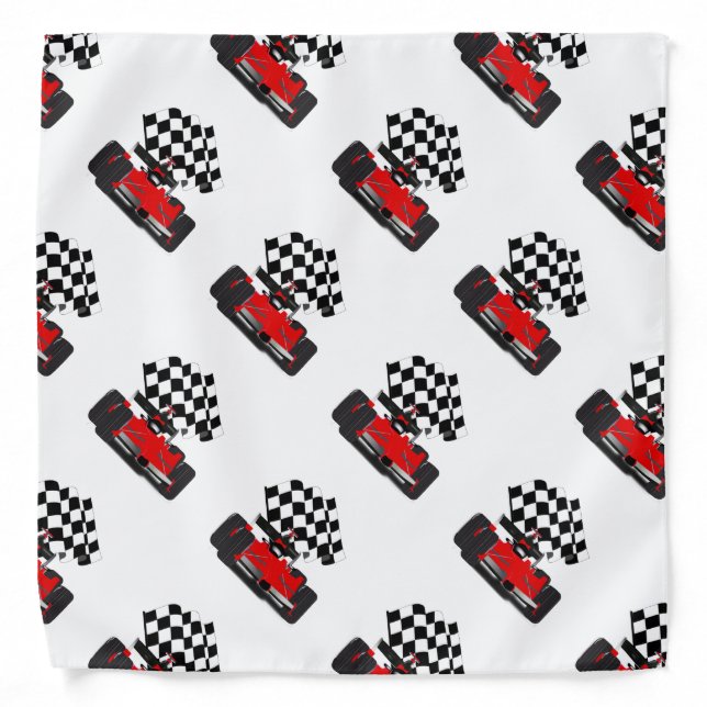 Red Race Car with Checkered Flag Bandana (Front)