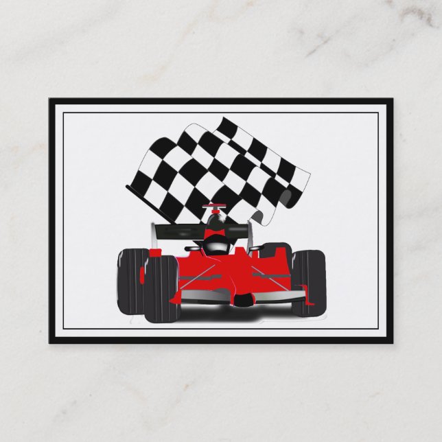 Red Race Car with Checkered Flag Business Card (Front)