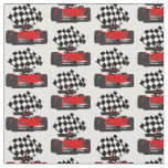 Red Race Car with Checkered Flag Fabric