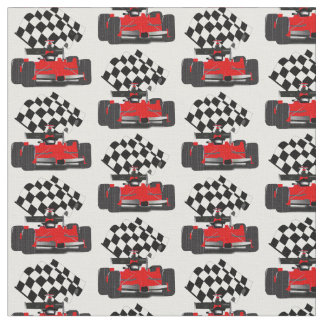 Red Race Car with Checkered Flag Fabric