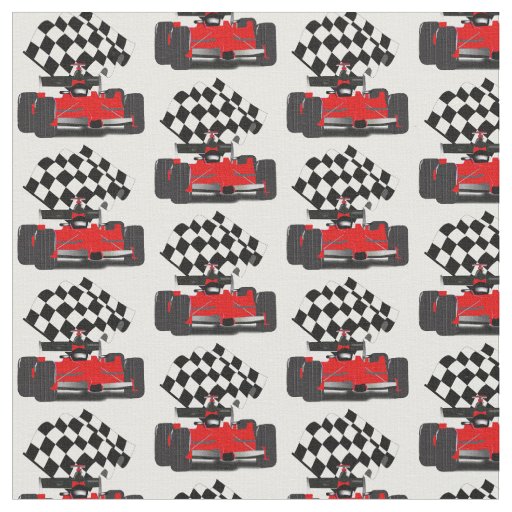 Red Race Car with Checkered Flag Fabric