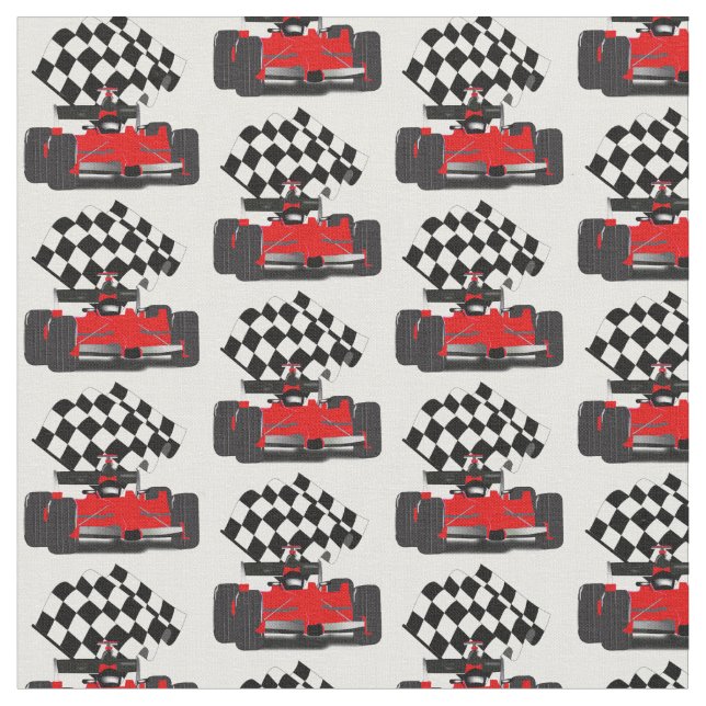 Red Race Car with Checkered Flag Fabric (Close Up)