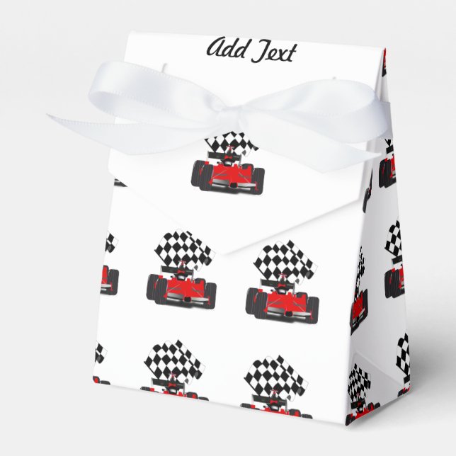 Red Race Car with Checkered Flag Favor Boxes (Front Side)
