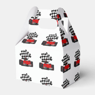 Red Race Car with Checkered Flag Favor Boxes