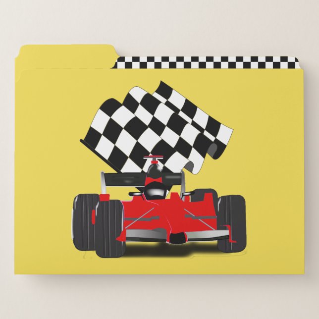 Red Race Car With Checkered Flag File Folder (Front Left)