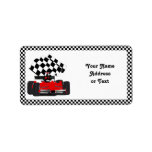 Red Race Car with Checkered Flag Label