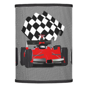 Red Race Car with Checkered Flag Lamp Shade