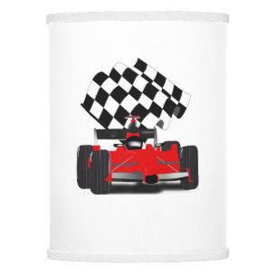 Red Race Car with Checkered Flag Lamp Shade