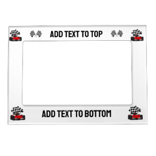 Red Race Car with Checkered Flag Magnetic Frame