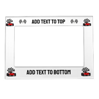 Red Race Car with Checkered Flag Magnetic Frame