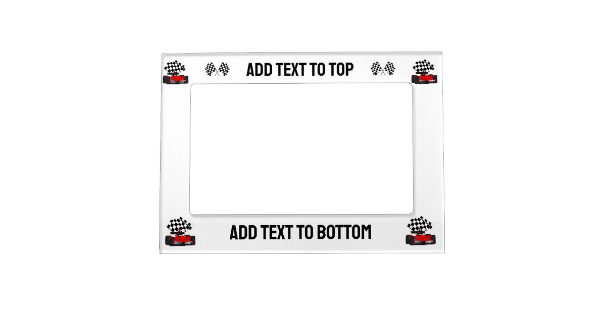 Red Race Car with Checkered Flag Magnetic Frame | Zazzle