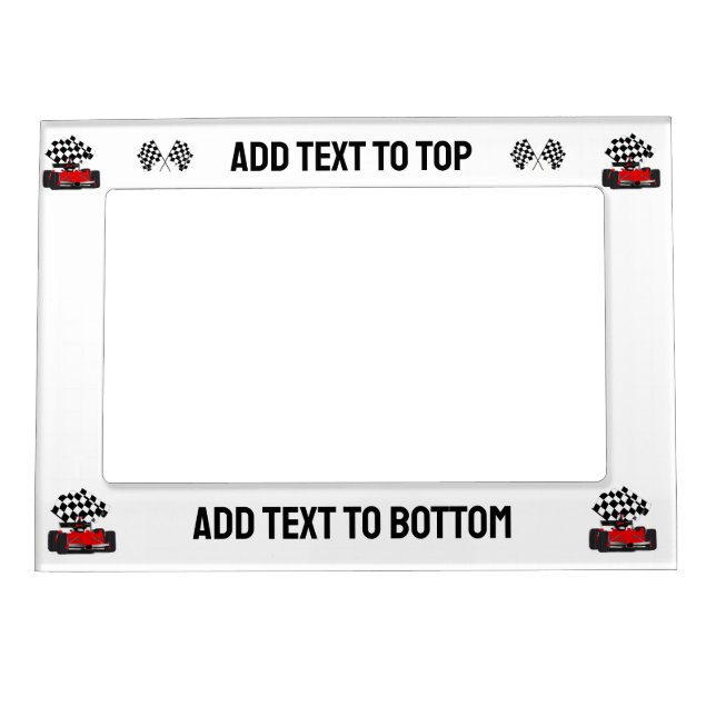 Red Race Car with Checkered Flag Magnetic Frame (Front)