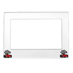 Red Race Car with Checkered Flag Magnetic Photo Frame