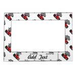Red Race Car With Checkered Flag Magnetic Photo Frame at Zazzle