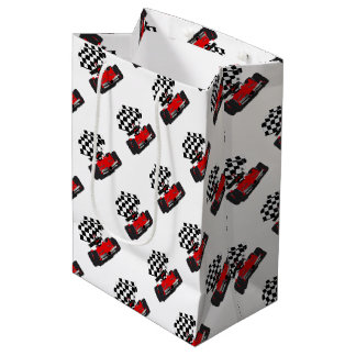 Red Race Car with Checkered Flag Medium Gift Bag